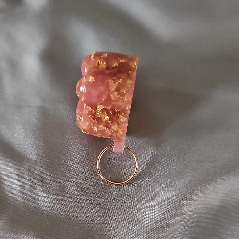 Pink and Gold Paw Keychain Charm
